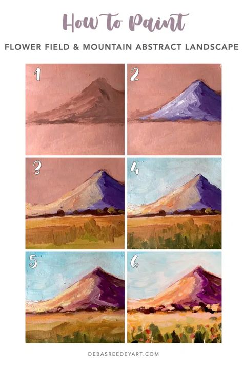 Landscape How To Paint, Mountain And Field Painting, Acrylic Mountain Painting Tutorial, How To Paint A Mountain, How To Paint Landscapes Acrylics, How To Paint Mountains Acrylics, How To Paint A Landscape, Landscape Art Tutorial, How To Paint Mountains