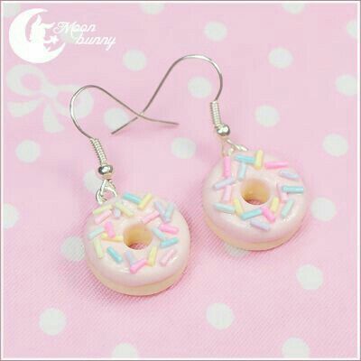 Donut Earrings, Pink Donut, Donuts Earrings, Funny Earrings, Kawaii Earrings, Quirky Earrings, Food Earrings, Polymer Clay Jewelry Diy, Kawaii Jewelry