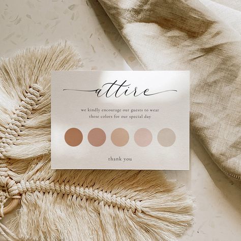 Wedding Guest Color Palette, Minimalist Attire, Wedding Attire Card, Dress Code Card, Wedding Guest Dress Code, Shaadi Ideas, Canva Website, Template Wedding, Wedding Color Palette