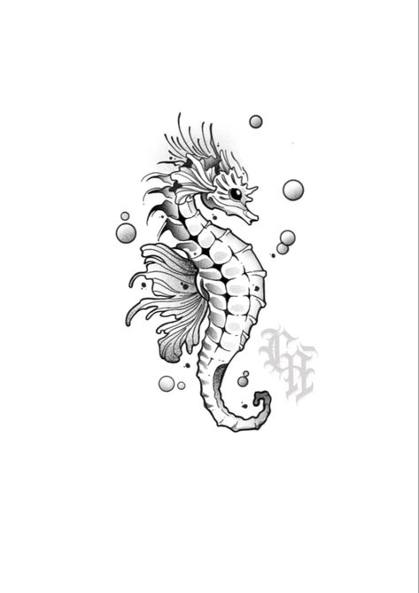 Seahorse Tattoo Stencil, Sea Horse Tattoo Design, Sea Horse Tattoos, Seahorse Tattoo Design, Sea Horse Tattoo, Seahorse Drawing, Kiss Tattoos, Horse Tattoo Design, Chest Tattoo Ideas