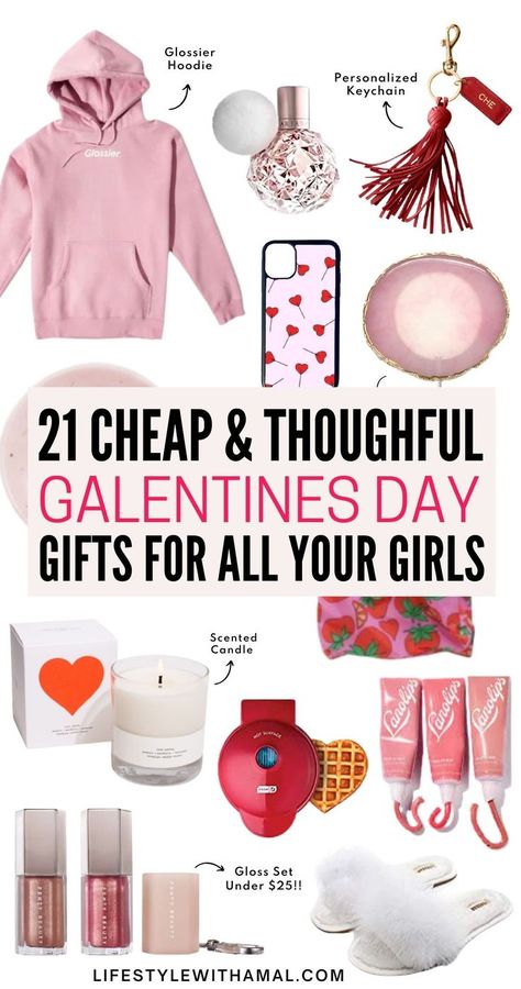 From fun galentines day gifts like a pink glossier hoddie and personalized presents to make her feel a little special to last-minute gifts you can get on Amazon, there’s something here that will definitely impress your Galentine and remind her how much she is cared for! Click on the pin to find all the best and cheap Galentine's Day gifts she'll absolutely love. Valentine Galentines Gifts, What To Get A Girl For Valentines Day, Valentine's Day Gifts For Friends, Valentine’s Day Gifts Friends, Valentine’s Day Crafts For Teens, Happy Galentine’s Day Gifts, Galentines Gifts Small Cheap, Galentines Party Ideas Girls Night Gifts, Gifts For Galentines Party