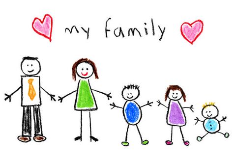 Family Drawing Illustration, Drawing Family, Family Sketch, Hand Art Kids, Family Vector, Family Stock Photo, Family Drawing, Family Painting