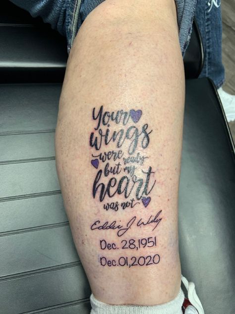 Tattoo For When Someone Dies, Lost Loved Ones Tattoo, Rip Tattoos, Tattoos For Dad Memorial, Husband Tattoo, Mum Tattoo, Wife Tattoo, Heartbeat Tattoo, Hip Tattoos