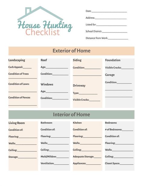 House Hunting Checklist - Stay organized and make decision making easier with this free House Hunting Checklist printable. Remodel Checklist Free Printable, House Remodel Checklist, Hunting Checklist, Moving House Checklist, House Hunting Checklist, Remodel Checklist, Tub To Shower Remodel, House Checklist, Ideas For House