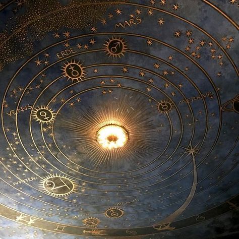 Space Aesthetic Decor, Astronomy Ceiling, Painted Ceiling Mural, Celestial Room Aesthetic, Astronomy Room Decor, Constellation Ceiling, Wizard Decor, Celestial Ceiling, Celestial Room