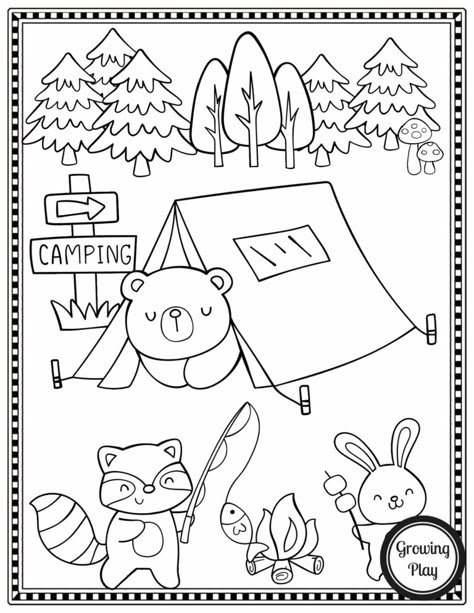 Camping Crafts Preschool, Camping Week, Camping Printables, Camping Preschool, Preschool Camping, Camping Theme Preschool, Camping Crafts For Kids, Camping Coloring Pages, Camping Classroom