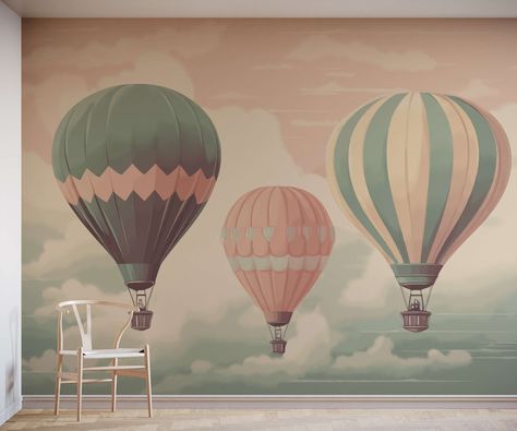 Pastel Hot Air Balloon, Hot Air Balloon Wallpaper, Air Balloon Wallpaper, Balloon Wallpaper, Cityscape Wallpaper, Woodland Wallpaper, Van Gogh Almond Blossom, Palm Leaf Wallpaper, Dinosaur Wallpaper