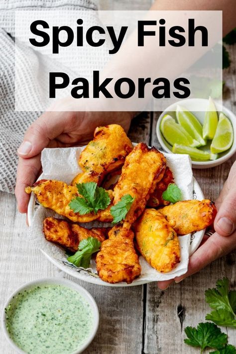 These crispy spiced and battered Indian fish pakoras are so moreish! They're easy to make and best served fresh with a green herb chutney. If you like traditional battered fish but also love Indian flavours then these homemade fish pakoras are a great way of combining the two. Fish Pakora Indian Recipe, Easter Fish Recipes, Fish Pakora Recipe, Indian Tapas, Fish Pakora, Indian Fish Recipes, 2023 Meals, Autumn Meals, Egg Breakfast Recipes Easy