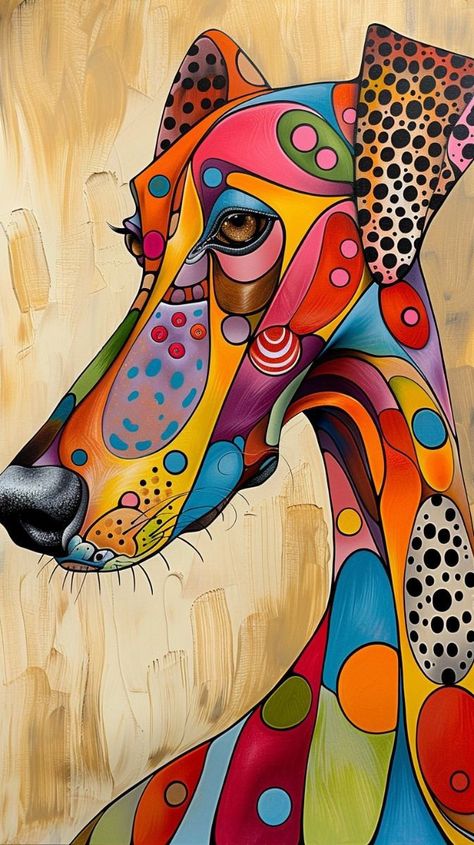 Dog Painting Pop Art, Colorful Animal Art, Cat God, Colorful Dog Art, Whimsical Art Paintings, Abstract Animal Art, Acrylic Art Projects, Pop Art Animals, Tableau Pop Art