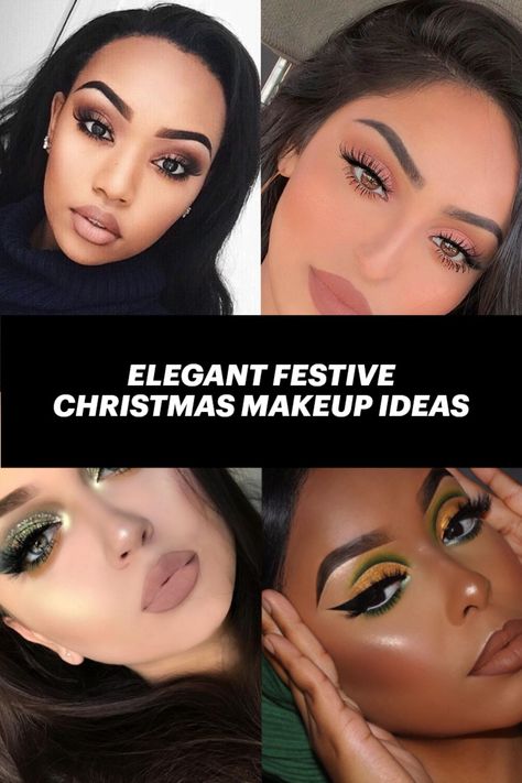 Holiday Make Up Looks Christmas, Elegant Christmas Makeup Looks, Festive Eye Makeup Christmas, Christmas Makeup Looks Holidays, Christmas Party Makeup Looks, Holiday Makeup Looks Christmas Classy, Christmas Party Makeup Classy, Christmas Inspired Eye Makeup, Holiday Party Makeup Tutorial