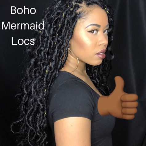 Boho Mermaid Locs @Sabrina5681 Boho Mermaid Locs Goddess, Faux Mermaid Locs, Mermaid Locs Goddess, Boho Mermaid Locs, Braids Over Locs, Boho Faux Locs, Mermaid Locs, Soft Locs Crochet, Faux Braid