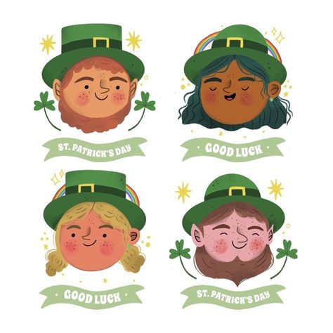 St Patrick Illustration, St Patricks Illustrations, St Patricks Day Illustration, Leprechaun Illustration, Greeting Card Inspiration, Irish Leprechaun, Day Illustration, Goodnotes Stickers, Holiday Banner