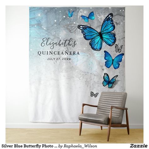 Backdrop With Butterflies, Butterfly Photo Backdrop, Welcome Wall Hanging, Elegant Banners, Welcome Wall, Butterfly Photo, Birthday Party Backdrop, Quinceanera Ideas, Butterfly Wedding