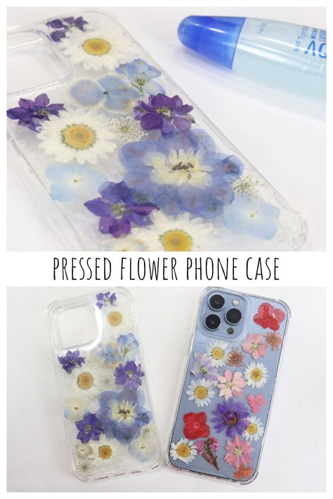 Pressed Flower Phone Case - Tombow USA Blog Pressed Flower Phone Case Diy, Dried Flower Phone Case, Diy Clear Phone Case Ideas, Diy Phone Case Ideas, Make A Phone Case, Pressed Flower Phone Case, Phone Bag Pattern, Beaded Flowers Patterns, Pressed Flower Crafts