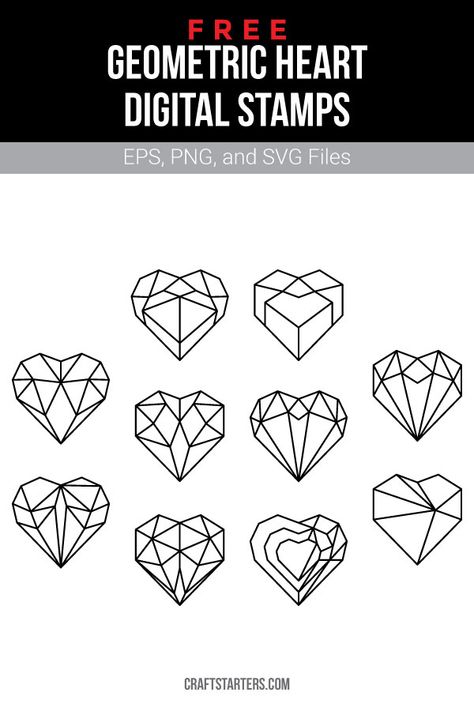 Diamond Heart Drawing, Geometric Heart Drawing, Geometric Heart Tattoo, Digital Heart, Heart Geometric, Tattoos Mandala, Diamond Tattoos, Small Tattoos Simple, Wolf Tattoo Design