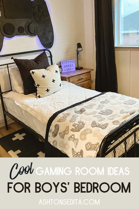 Looking for boys’ bedroom gaming theme ideas? This guide offers a step-by-step approach to creating the perfect gaming space. Learn how to design a room that blends comfort with a cool gaming vibe, including ideas for gaming walls, decor, and layouts. Create a bedroom your gamer will love with these easy tips. Ready to get started? Explore the full design now! Game Themed Boys Bedroom, Teen Boy Room Ideas Gaming, Bedroom Ideas For Gamers, Gamer Boy Room Ideas, Boys Gaming Room Ideas, Boy Gamer Bedroom Ideas, Gamer Boy Bedroom, Teen Boy Gamer Bedroom, Boys Gamer Bedroom Ideas