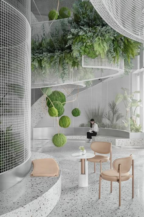 Coffee Shop Concept, Exhibition Stand Design, Biophilic Design, Cafe Interior Design, Concept Ideas, Green Interiors, Food Court, Restaurant Interior Design, Deco Floral