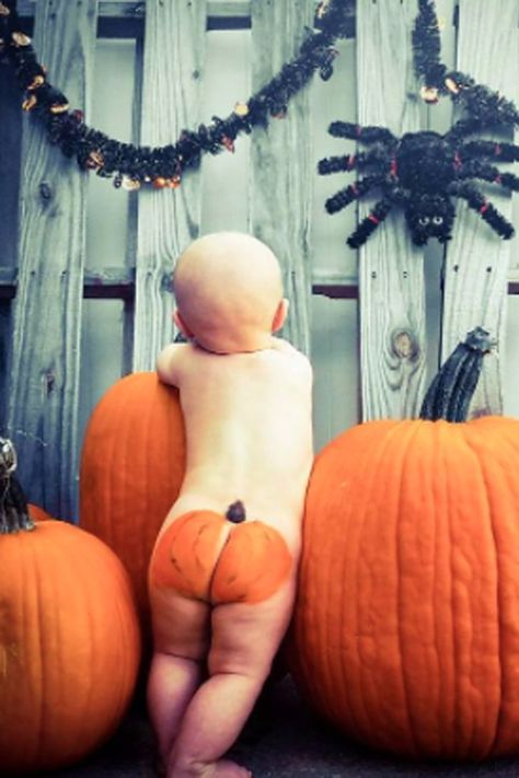 Baby Pumpkin Pictures, Happy First Day Of October, Halloween Baby Pictures, Halloween Baby Photos, First Day Of October, Fall Baby Pictures, Babys 1st Halloween, Baby Pumpkin, Pumpkin Pictures