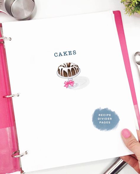 These dessert cookbook dividers are the perfect way to organize all your favorite recipes with style. WHAT YOU WILL RECEIVE: - (8) 8.5 x 11 cookbook dividers printed on high-resolution white cardstock 60lb paper. - Each page has 3 holes for fitting into a standard 3-ring binder. - Each page comes with clear hole punch reinforcements. - Categories included in this dessert set are:            *ICINGS AND TOPPINGS           *MUFFINS AND CUPCAKES           *PIES AND COBBLERS           *ICE CREAM           *CAKES           *COOKIES           *CANDIES For standard food categories please see my other listing:  https://www.etsy.com/listing/1454466725/recipe-book-page-dividers-cook-book?click_key=666292018ade614c2888082a54acd76139daed3e%3A1454466725&click_sum=a6470d48&ref=shop_home_active_1 Recipe Dividers, Book Dividers, Binder Tabs, Illustrated Recipe, Page Dividers, Dessert Cookbooks, Recipe Cover, Organization Kitchen, Dessert Set