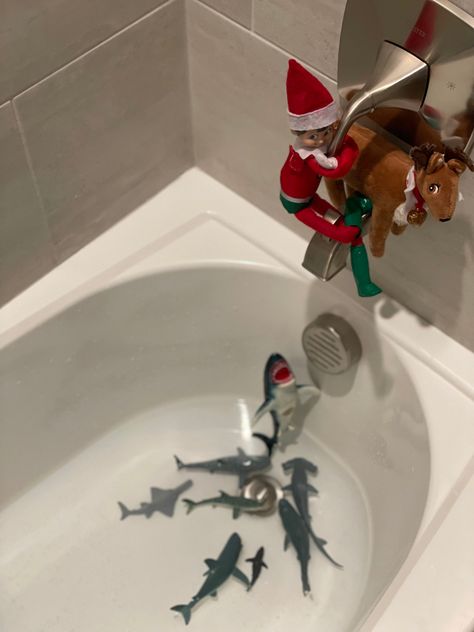 Elf On The Shelf Ideas Fishing, Elf On The Shelf Fishing Ideas, Elf Shenanigans, Elf Ideas Easy, Bad Elf, Elf On Shelf, Awesome Elf On The Shelf Ideas, Elf Fun, Christmas Elves