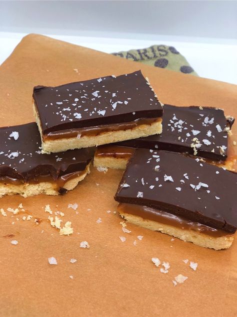 Billionaire’s Shortbread Bars — Chouquette Kitchen Caramel Chocolate Ganache, Joanne Chang, Chocolate Cookie Bars, Sakara Life, Organic Nuts, Chocolate Work, Healthy Inspiration, Shortbread Bars, Organic Maple Syrup