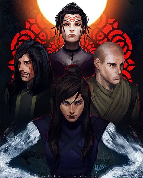 Legend of Korra: our book 3 villains. Was slightly confused for a second because Ms. Water Wings looks like Korra, at least in this picture. ...Also, can we make Water Wings, her official name?  Like Sparky Sparky Boom Man (and Woman)? Ming Hua, Red Lotus, Avatar Series, Korra Avatar, Avatar The Last Airbender Art, Team Avatar, Fire Nation, Avatar Airbender, Avatar World