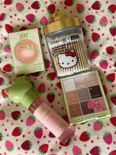 Hello Kitty Makeup Products, Hello Kitty Haul, Cvs Makeup, Pixi Hello Kitty, Hello Kitty Makeup Bag, Pixi Makeup, Cartoon Makeup, Pixie Makeup, Hello Kitty Shop