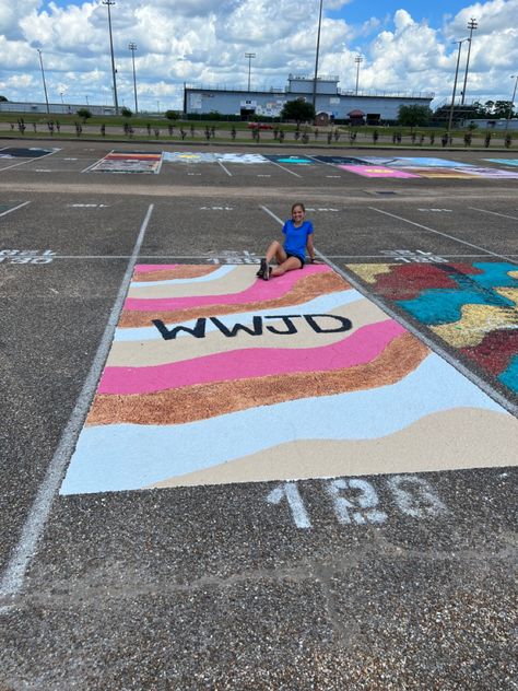 Chalk The Lot Ideas, Jesus Parking Spot Painting, Christian Painted Parking Spots, Senior Parking Space Ideas Christian, Senior Parking Spaces Jesus, Senior Parking Spaces Bible Verses, Senior Parking Spaces Christian, Christian Parking Spot Painting, Paint Parking Spot High School