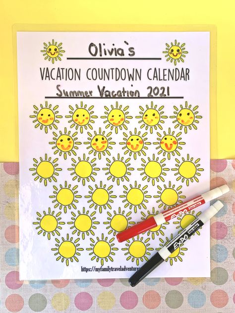 Countdown Calendar Ideas, Vacation Countdown Ideas, Countdown Calendar For Kids, Vacation Countdown For Kids, Abc Countdown To Summer 2nd Grade, Disneyworld Countdown Printable, Countdown Quotes, Trip Countdown, Vacation Calendar