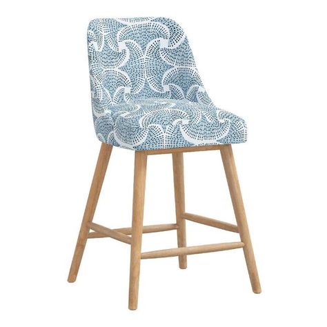 Print Kian Upholstered Counter Stool | World Market Lakehouse Kitchen, Stools With Backs, Cost Plus World Market, Gold Tips, Gathering Space, Farmhouse Furniture, Swivel Bar Stools, Nailhead Trim, World Market