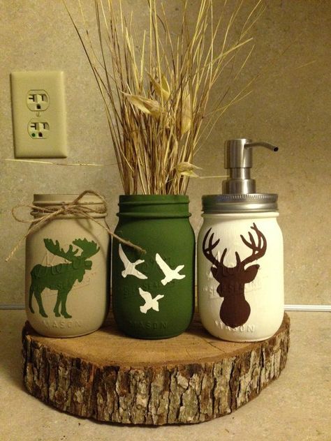 Hey, I found this really awesome Etsy listing at https://www.etsy.com/listing/269170986/hunting-mason-jars Diy Mason Jar Crafts, Diy Hanging Shelves, Diy Mason Jar, Mason Jar Projects, Hunting Decor, Diy Jar Crafts, Wine Bottle Diy Crafts, Mason Jar Crafts Diy, Wine Bottle Diy