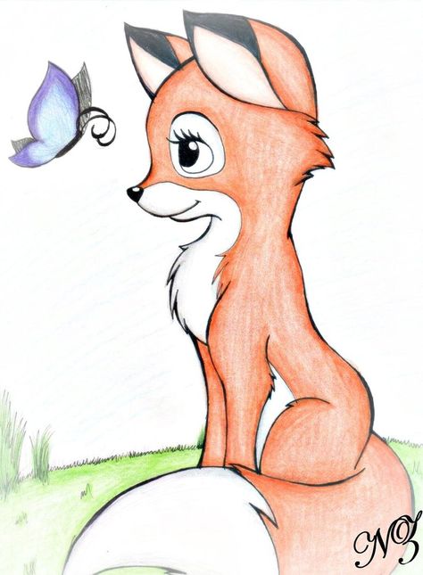 fox and the hound Cute Fox Drawing, Fox Drawing, Drawing Eyes, Amazing Drawings, Fox Art, Arte Animal, Love Drawings, Drawing Tutorials, Cute Animal Drawings