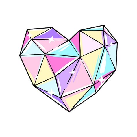 Cute Heart Drawings, Tiny Stickers, Monogram Tattoo, Crystal Drawing, Postcard Mockup, Diamond Vector, Art Therapy Projects, Diamond Drawing, Candy Crafts