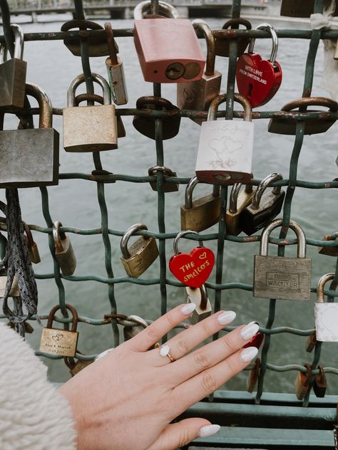 the love lock bridge ❤️‍🔥 Lock On Bridge, Locked In Aesthetic, Love Locks Paris, Lock Aesthetic, Paris Lock Bridge, 15 Anniversary, Valentines 2024, Ap Portfolio, Love Lock Bridge