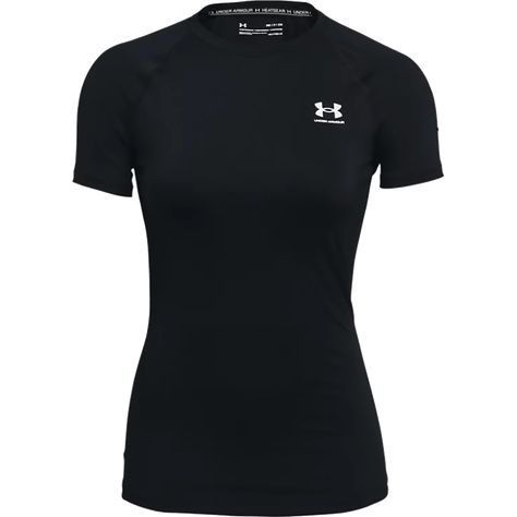 Under Armour HeatGear Compression Top. Tight compression fit is cool wear for your heated training. 4-way stretch moves with you. Mesh ventilation on the back and sides for increased air flow. Made with quick-drying sweat-wicking material. Polyester. Black Compression Shirt Women, Sport Shirt Women, Under Armour Shirts Women, Under Armor Compression Shirt, Volleyball Wishlist, Compression Shirts Women, Under Armour Clothes, Under Armour Compression Shirt, Under Armor Shirt