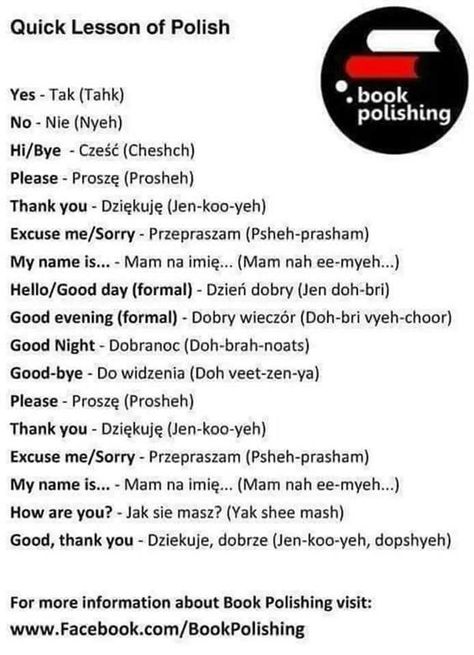 Polish Basic Words, Basic Polish Phrases, How To Learn Polish, Learning Polish Language, Polish Language Learn, Polish Phrases, Learning Polish, Polish Alphabet, Learn Polish