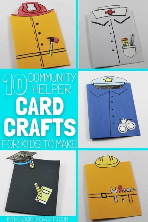 This community helper activity is so much fun for kids of any age to make, from preschoolers to older kids. Get the free printables to make your community helper craft cards. Then make someone's day a little bit better. Community Helper Craft, Community Helpers Activity, Community Helpers Preschool Crafts, Community Helpers Crafts, Community Helpers Activities, Community Helpers Preschool, Community Helper, Crafts Videos, Community Helpers