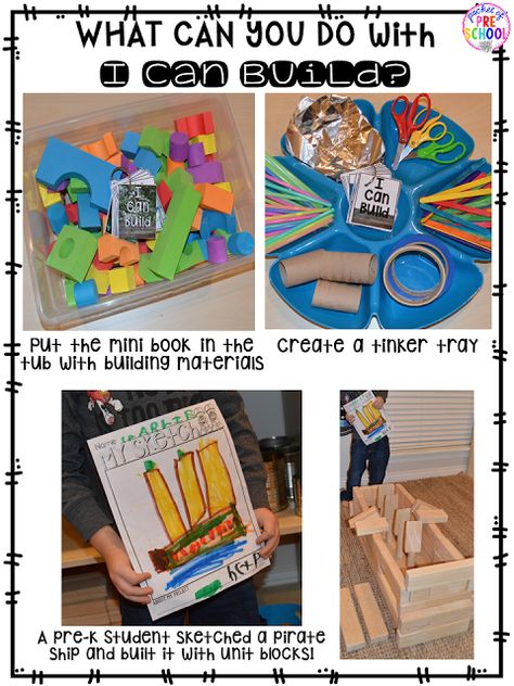 STEM building challenges for preschool, pre-k, kindergarten, and first grade. Simple, easy to implement STEM activities even if you have a small classroom. Stem Kindergarten, Small Classroom, Stem Bins, Preschool Construction, Pocket Of Preschool, Classroom Kindergarten, Stem Centers, Stem Building, Stem Activities Preschool