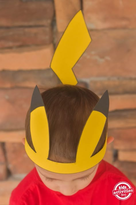 Pokemon Masks Diy, Pikachu Ears Diy, Pokemon Crafts For Kids Easy, Pikachu Craft, Pikachu Costume Diy, Pikachu Headband, Pikachu Mask, Pokemon Costumes Diy, Bolo Pikachu