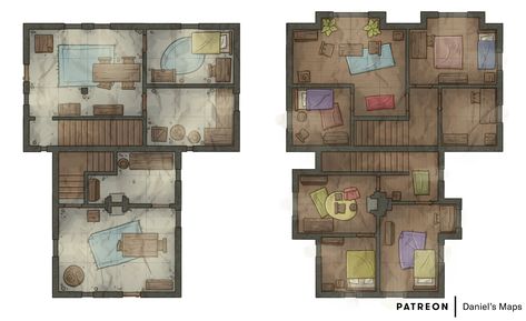 Small City House, Small House Map, Middle Earth Map, Building Map, Tabletop Rpg Maps, Fantasy Maps, Rpg Map, Small City, Dungeon Maps