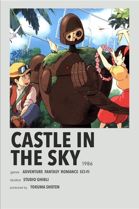 Castle in the Sky minimal anime poster Art Studio Ghibli, Crystal Amulet, Studio Ghibli Poster, Animated Movie Posters, Sky Anime, Film Posters Minimalist, Film Anime, Ghibli Artwork, Poster Anime