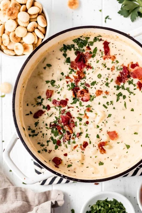 Recipe For Clam Chowder, Best Clam Chowder Recipe, Soft Potatoes, Clam Chowder Recipe, New England Clam Chowder, Chowder Recipes Seafood, Boston Style, Fish Chowder, Chowder Recipe