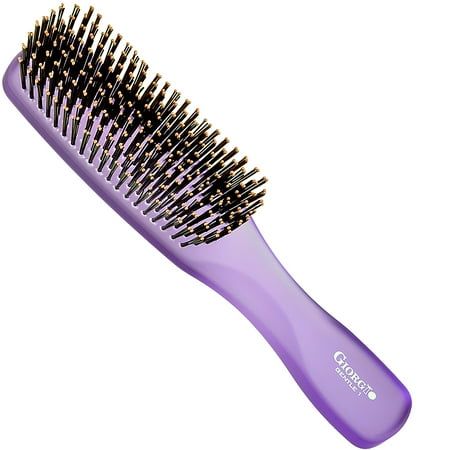 Great Hairbrush dressers size. Dimensional Design Dual-length Rounded tip bristles. Super soft and flexible ball tipped nylon bristle. Gentle Touch scalp brush and massager detangles while stimulating promoting shiny, healthy hair. Perfect short hair mens hair brush. For sensitive scalps. Glides through hair effortlessly releasing natural oil. The bristles are gentle on the hair as well as soft on the scalp. Comfortable for mens, womens and children. Ionic charge and antibacterial bristles straightener and hair detangler brush. Good for use as a dry brush or wet brush for everyday brushing styling, Smoothing and Straightening all hair lengths and types long, medium, short, thick, thin, curly, wavy or straight. Its even gentle enough for wigs and extensions. For Home or professional use. Si Short Hair Mens, Goody Hair Brush, Soft Bristle Hair Brush, Mens Hair Brush, Shiny Healthy Hair, Small Hair Brush, Purple Hair Brush, Wet Hair Brush Pink, Scalp Brush