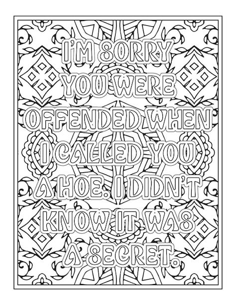 Curse Word Coloring Book, Swear Words Quotes, Quotes Coloring Pages, Adult Coloring Books Swear Words, Free Adult Coloring Printables, Book Coloring Pages, Family Coloring Pages, Adult Coloring Books Printables, Swear Word Coloring Book