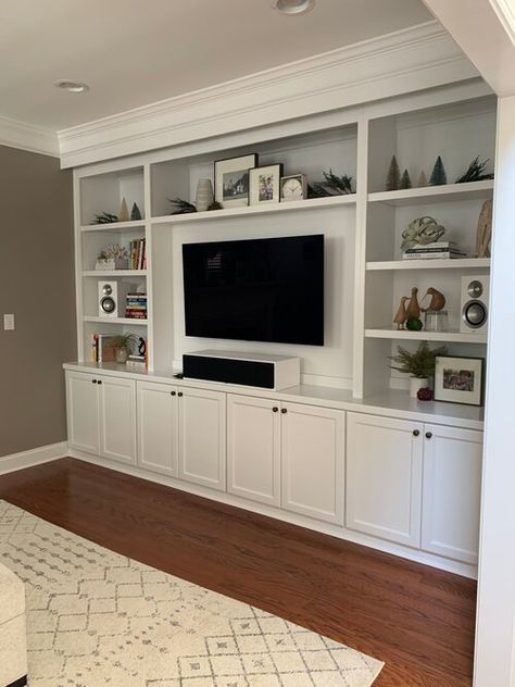 Built In Tv Cabinet, Built In Wall Units, Tv Mounted, Tv Built In, Built In Entertainment Center, Built In Shelves Living Room, Living Room Built Ins, Living Room Wall Units, Living Room Entertainment Center