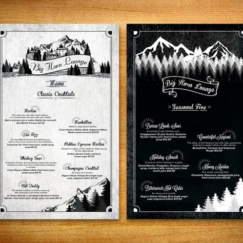 Seasonal Mountain Resort Cocktail Menu Menu contest design#menu#contest#picked Hot Cocktails, Hot Cider, Cocktail Menu, Negroni, Mountain Resort, What Inspires You, Classic Cocktails, Menu Design, Contest Design