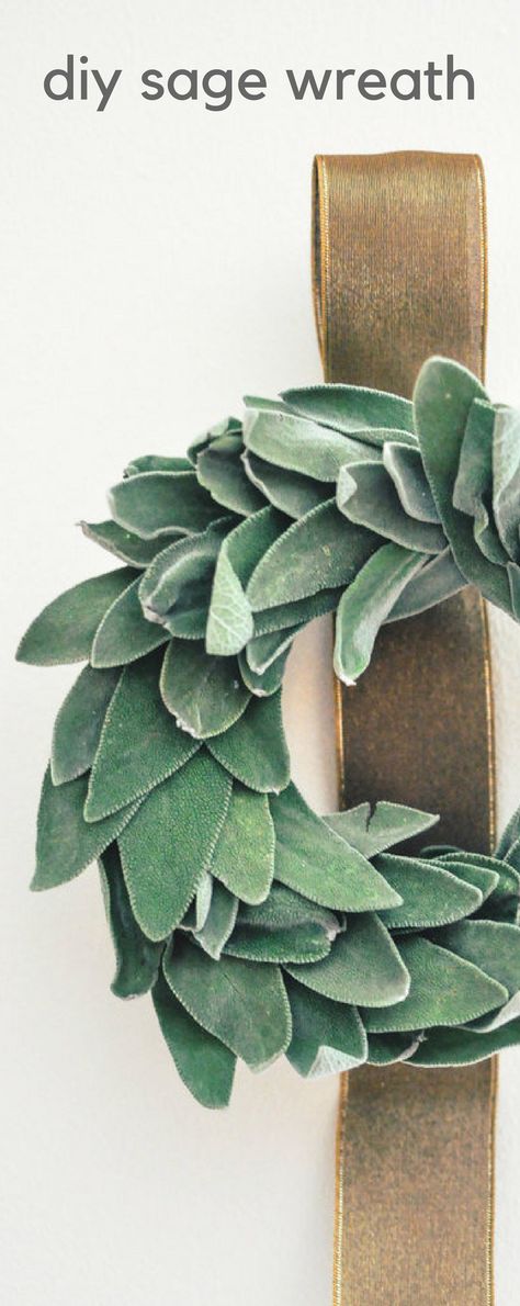 DIY Sage Wreath. Sage is an easy herb to use on a wreath and it dries beautifully. This DIY craft smells great and looks gorgeous in your home! #wreaths #diyproject #craft Herb Wreath Ideas, Dried Sage Wreath, Sage Wreath Diy, Sage Crafts, Sage Ideas, Sage Wreath, Sage Cottage, Sage Christmas, Fun Wreaths