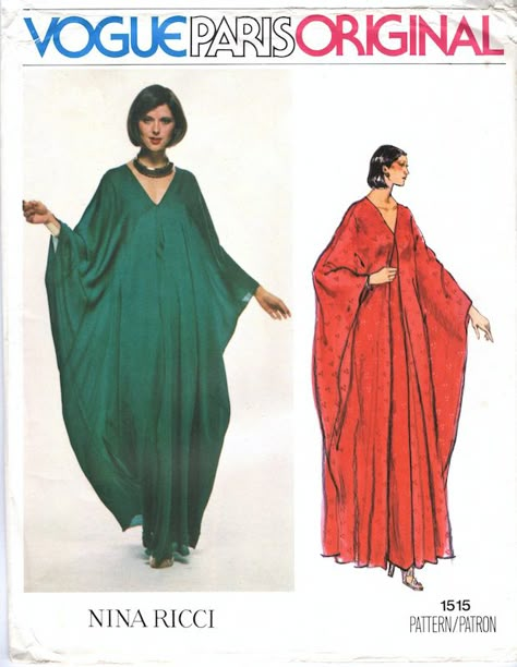 1970s Nina Ricci caftan pattern - Vogue 1515 Caftans are my jam, and the reason I work out. Caftan Dress Pattern, Etsy Patterns, Caftan Dresses, Kaftan Pattern, Vogue Dress Patterns, 1970s Sewing Patterns, Vogue Sewing, Vogue Pattern, Vogue Patterns