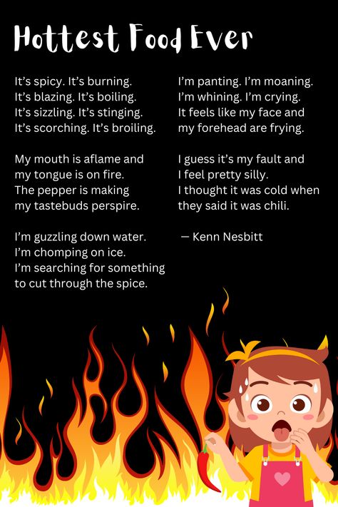 Happy National #Herbs and #Spices Day. Be careful with those spices! 🌶️🔥🥵😂

#funny #poem #nationalherbsandspicesday #chili #pepper #childrenspoetry #poetry4kids Kenn Nesbitt, National Poetry Day, Poetry Day, Music Camp, Childrens Poetry, Funny Poetry, Poetry For Kids, Kids Nursery Rhymes, My Hobby