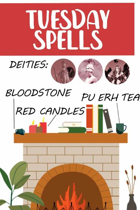 Tuesday Magic Spells & Ritual Correspondences – Spells8 Spells To Do On Tuesday, Tuesday Magick Spells, Tuesday Magickal Correspondences, Tuesday Spells, Tuesday Magick, Tuesday Magic, Red Candle Spell, Daily Correspondences, Positive Activities